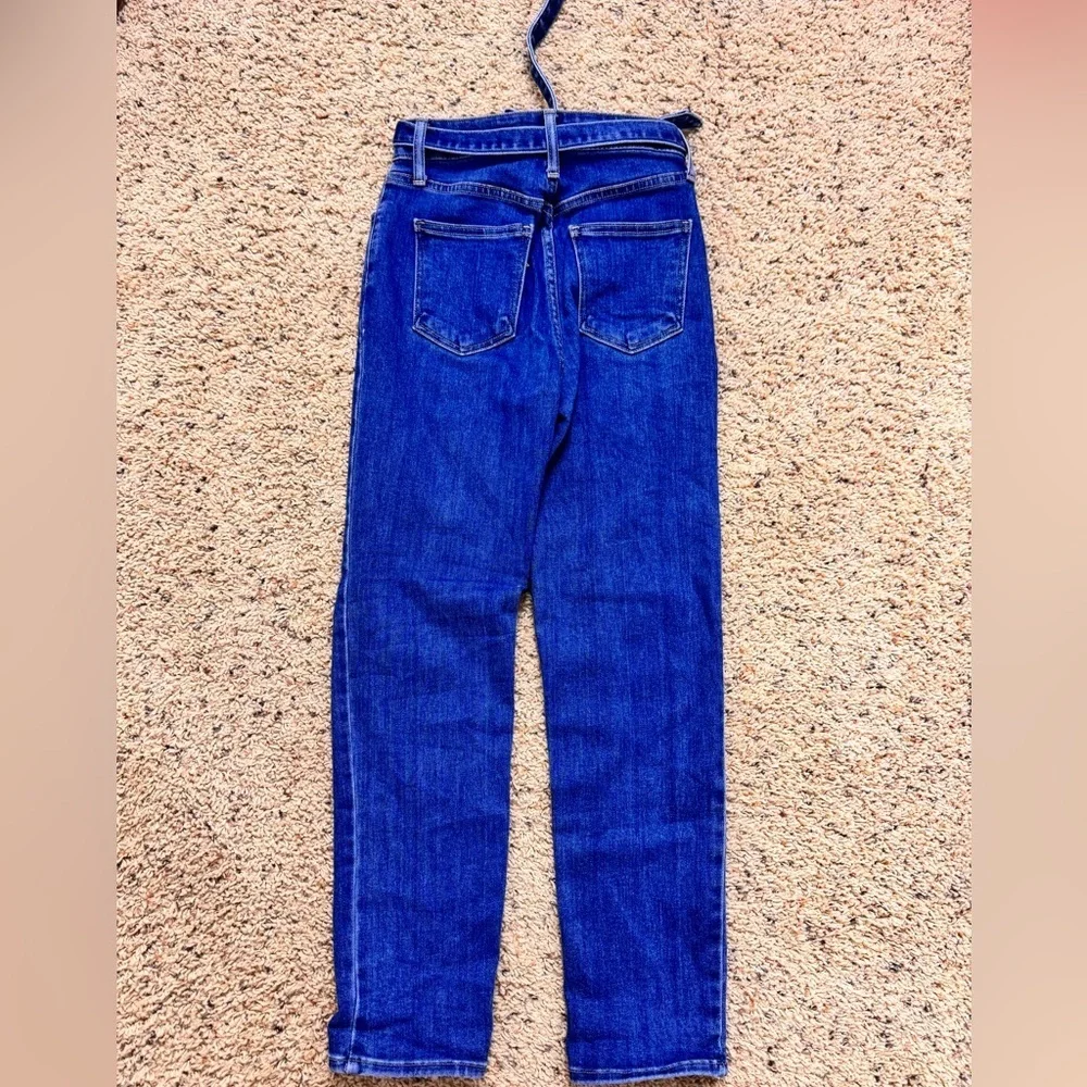 Just Black Women's High Waisted Belted Blue Jeans